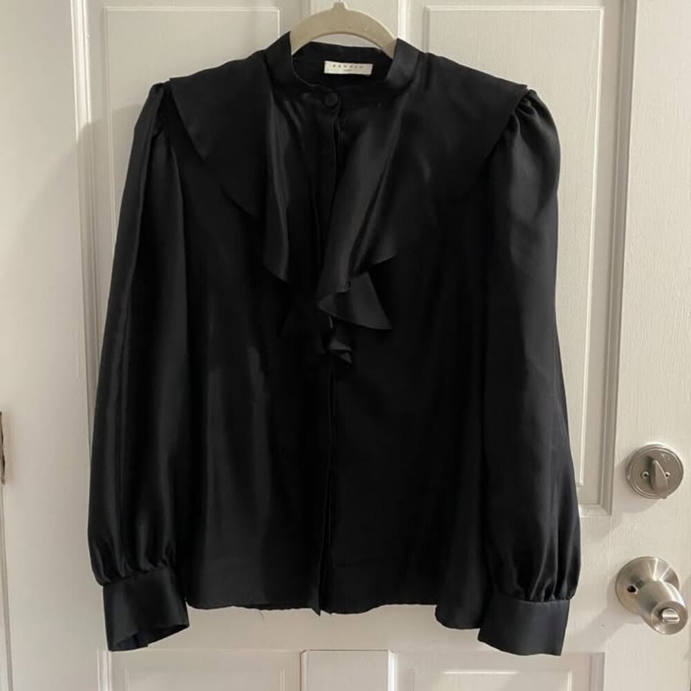 Sandro 100% Silk Gemilla Ruffle Collar Blouse